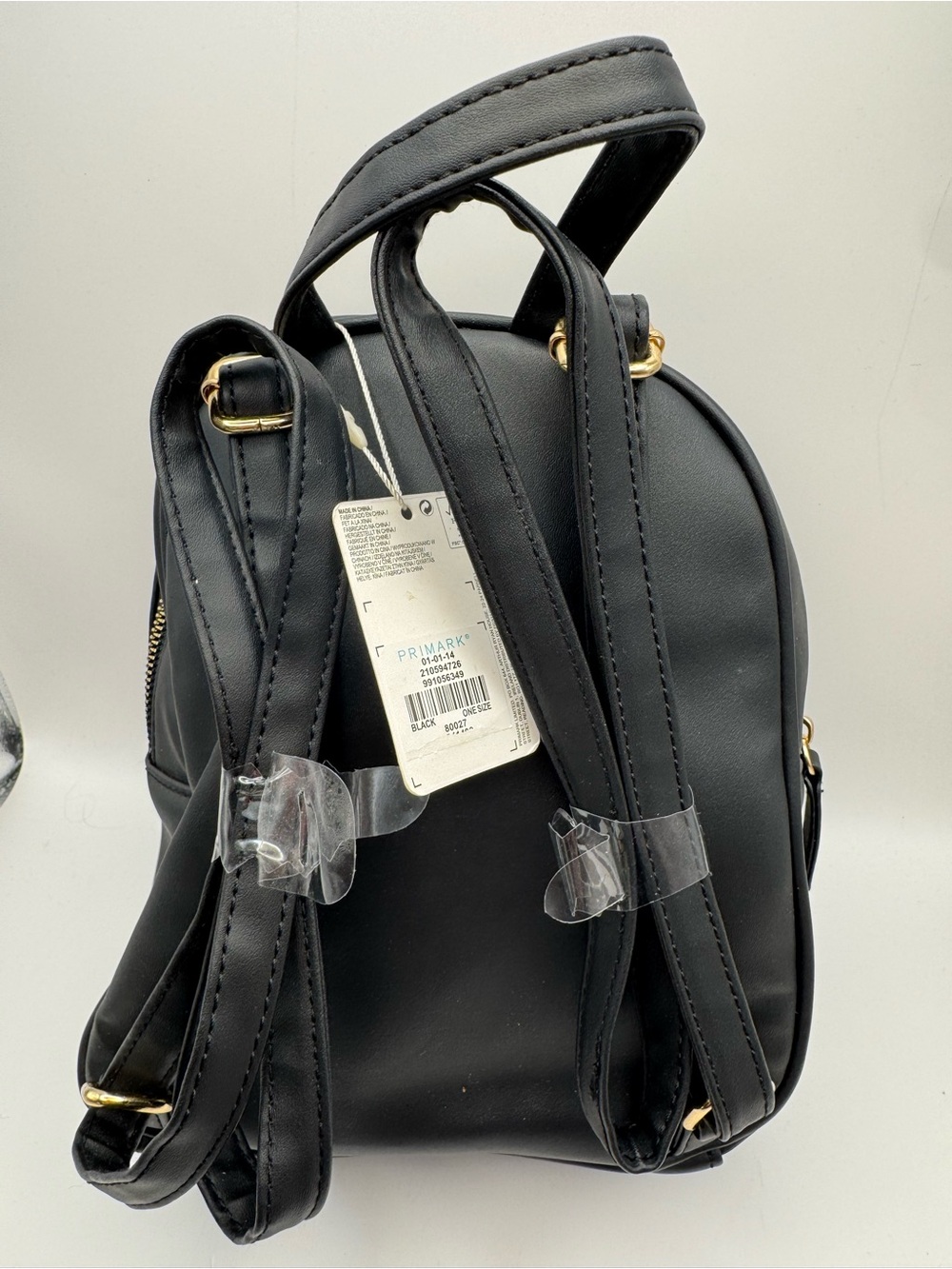 Primark Black Mini Backpack with Gold Trim - Picture 3 of 4